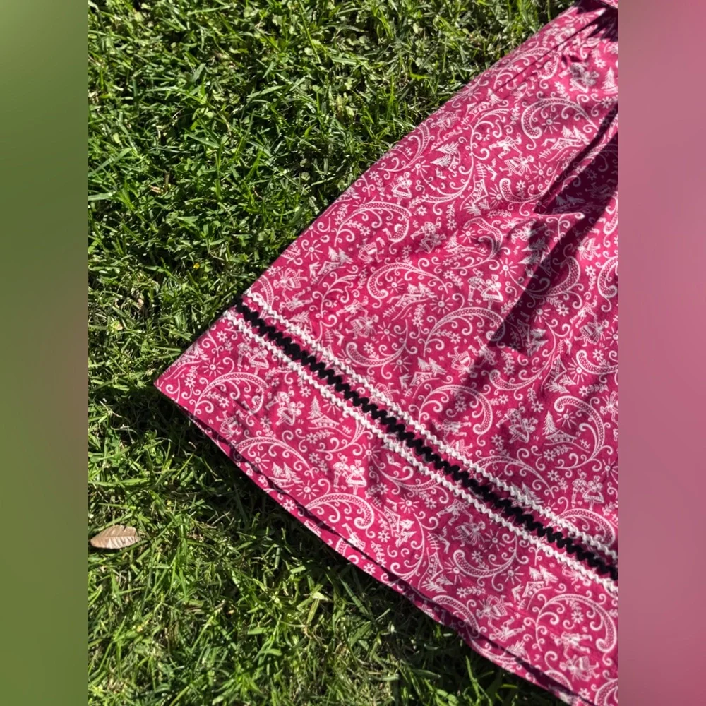 40s Inspired Red Novelty Print Paisley Dress Sz SM - Picture 3 of 12